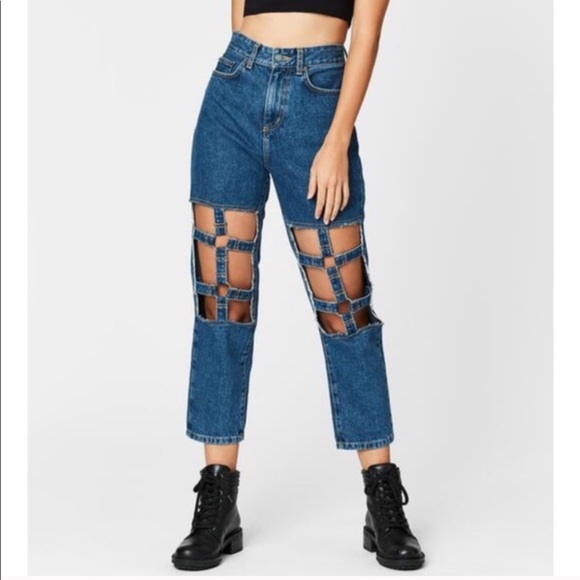 Carmar Denim - CARMAR high rise mom jeans cut out cropped 27 blue